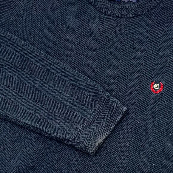 Chaps Ralph Lauren Mens Vintage 90s Navy Hand Framed Herringbone Sweater Sz L - Picture 5 of 13